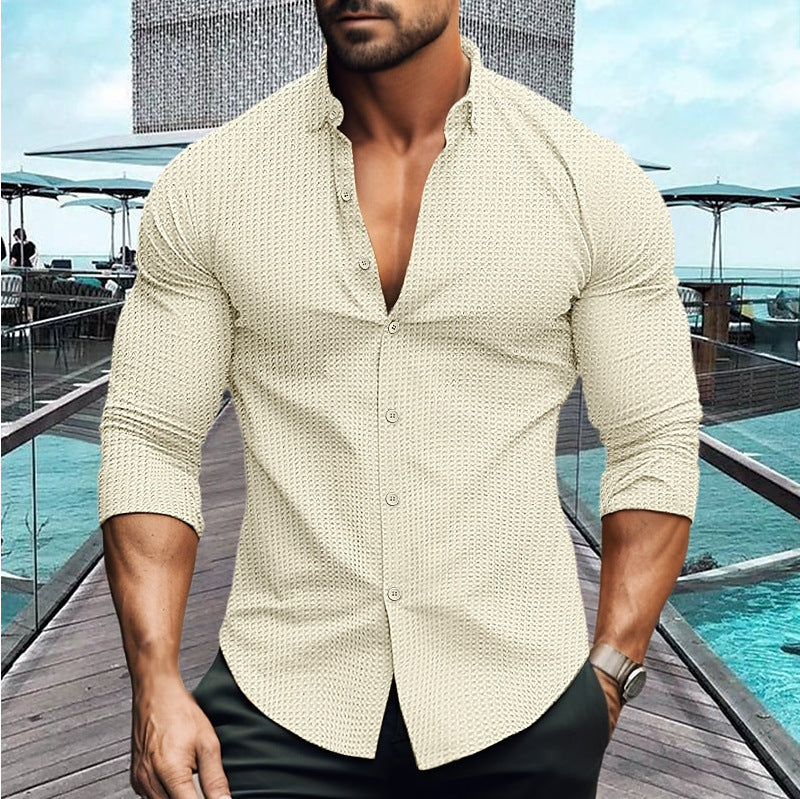 Herren elegantes Langarmhemd mit strukturiertem Muster ModeGeist