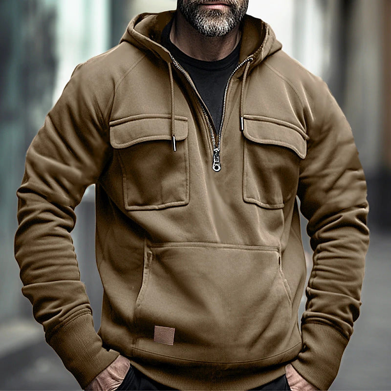 Herren modische Kapuzenpullover mit praktischen Brusttaschen ModeGeist