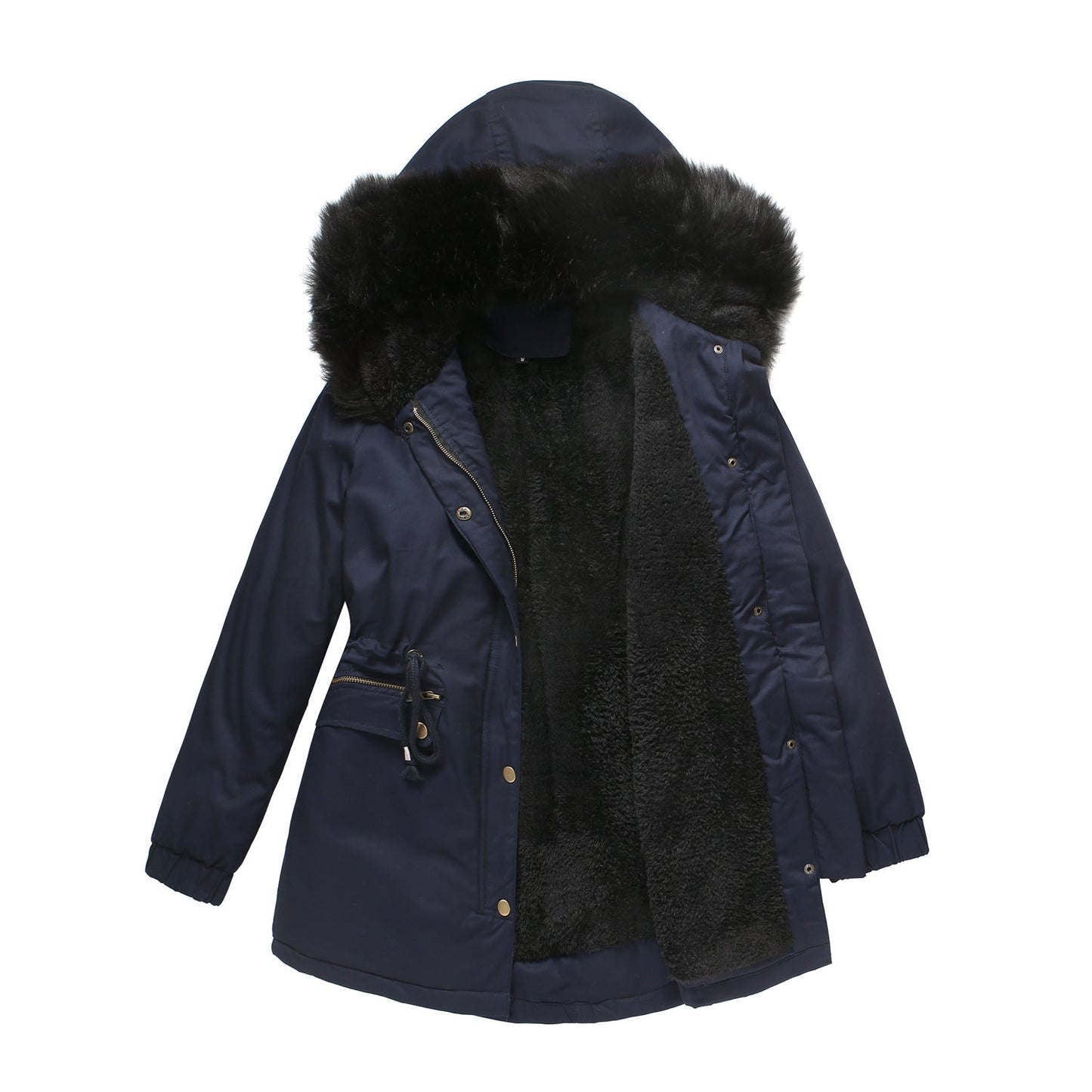 Damen warme Steppjacke mit abnehmbarem Kunstfellkragen ModeGeist