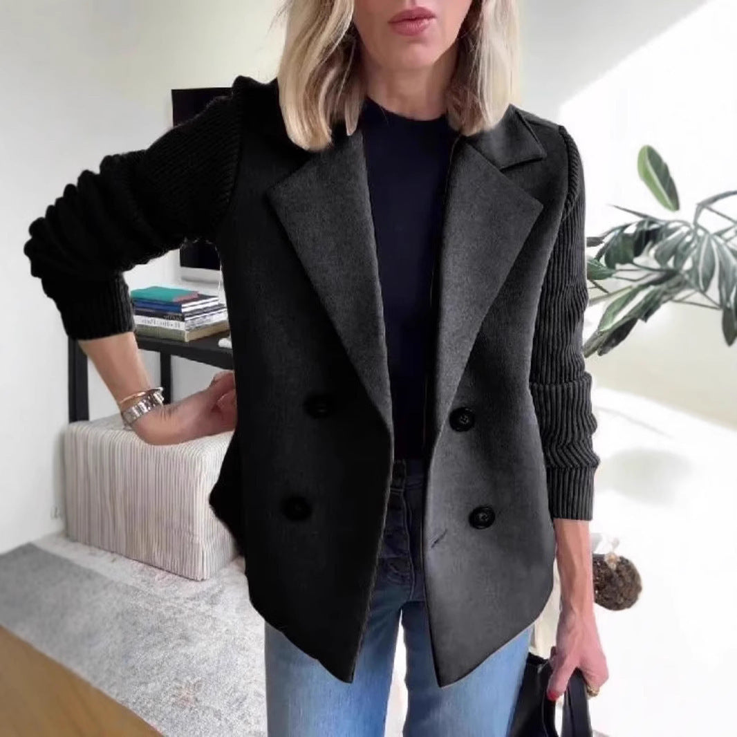 Damen Modische Doppelreihige Blazerjacke mit strukturierten Ärmeln ModeGeist