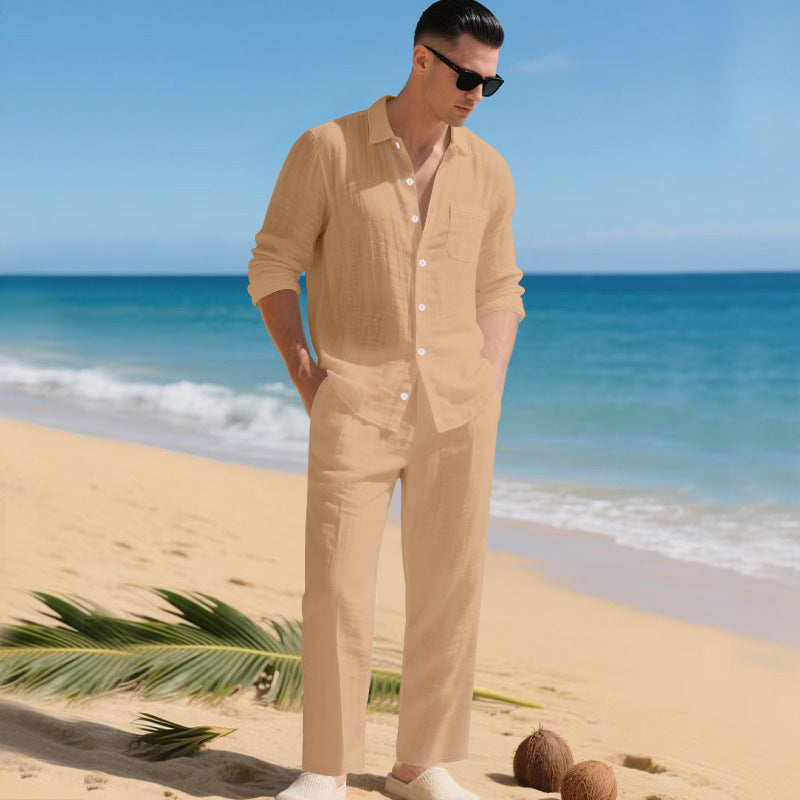 Herren leichtes Leinen-Outfit mit stilvollem Hemd und eleganter Hose ModeGeist