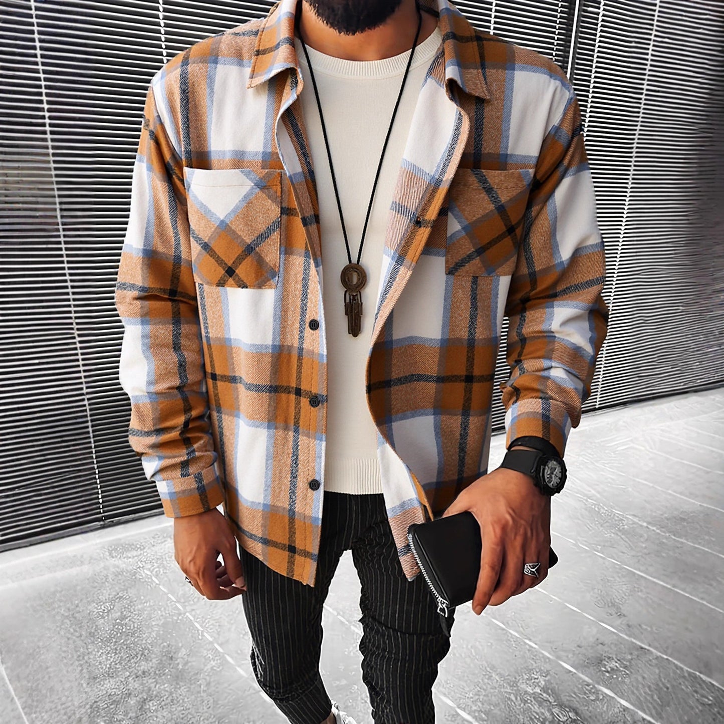 Herren Karierte Flanell Hemdjacke ModeGeist