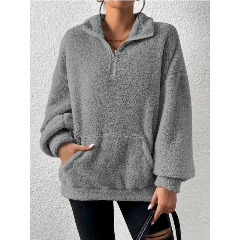 Damen Fleece-Pullover mit hohem Kragen ModeGeist