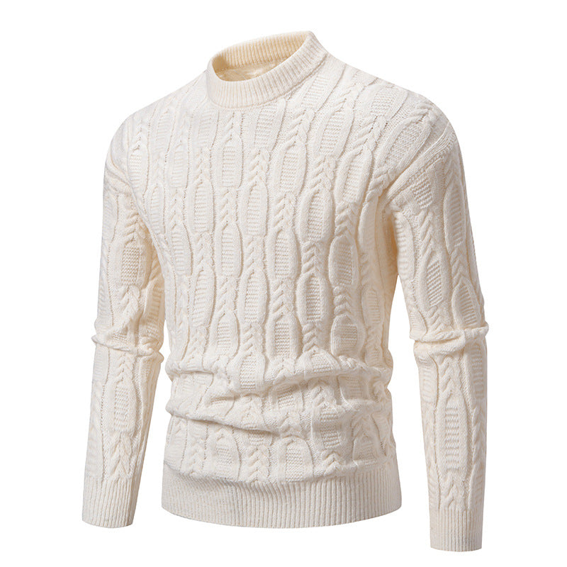 Herren Grobstrickpullover mit modernem Zopfmuster und Rundhalsausschnitt ModeGeist