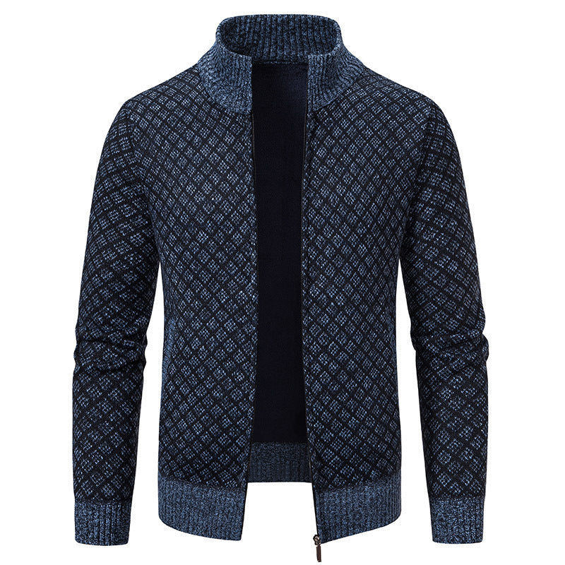 Damen Strickjacke mit strukturiertem Muster und hohem Kragen ModeGeist
