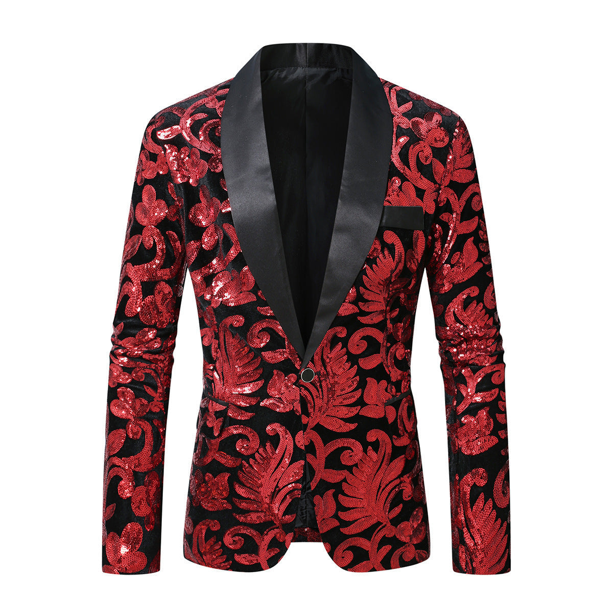 Herren glitzernder Anzugblazer mit floralen Paillettenmustern ModeGeist