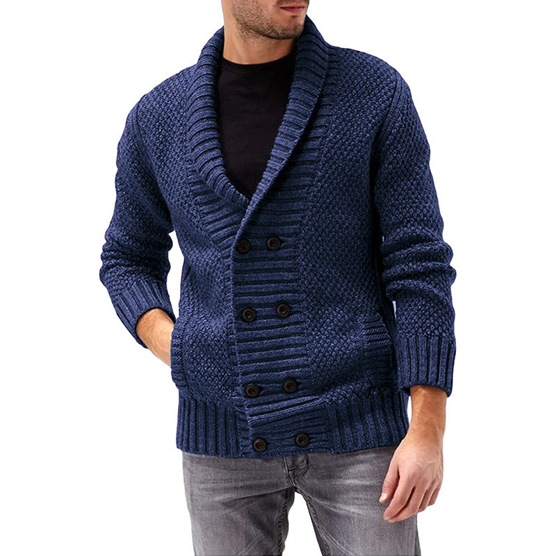 Herren Strickjacke mit doppelter Knopfleiste und strukturiertem Design ModeGeist