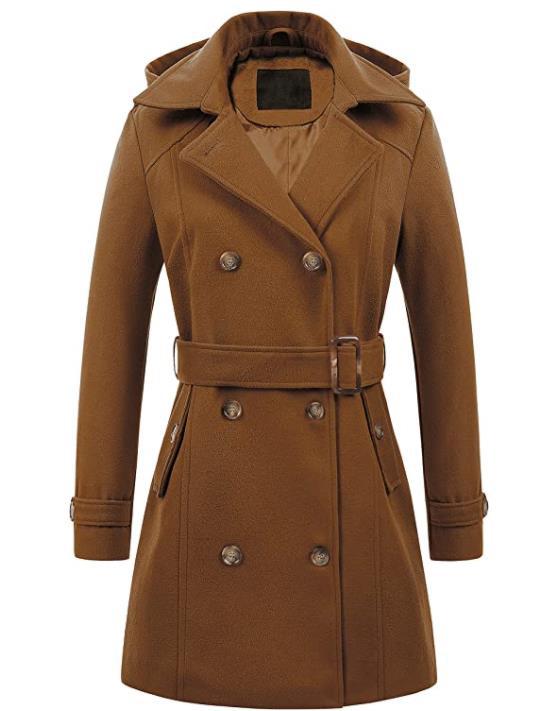 Damen eleganter Peacoat mit doppelter Knopfleiste und Taillengürtel ModeGeist
