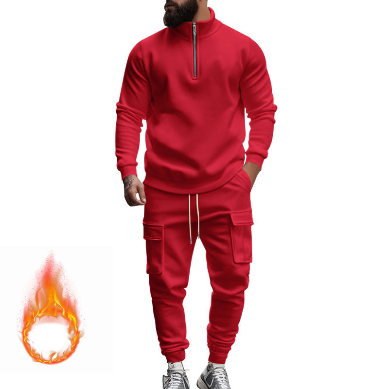 Herren Sportliches Fleece-Set mit funktionalem Reißverschluss und Cargo-Hosen ModeGeist