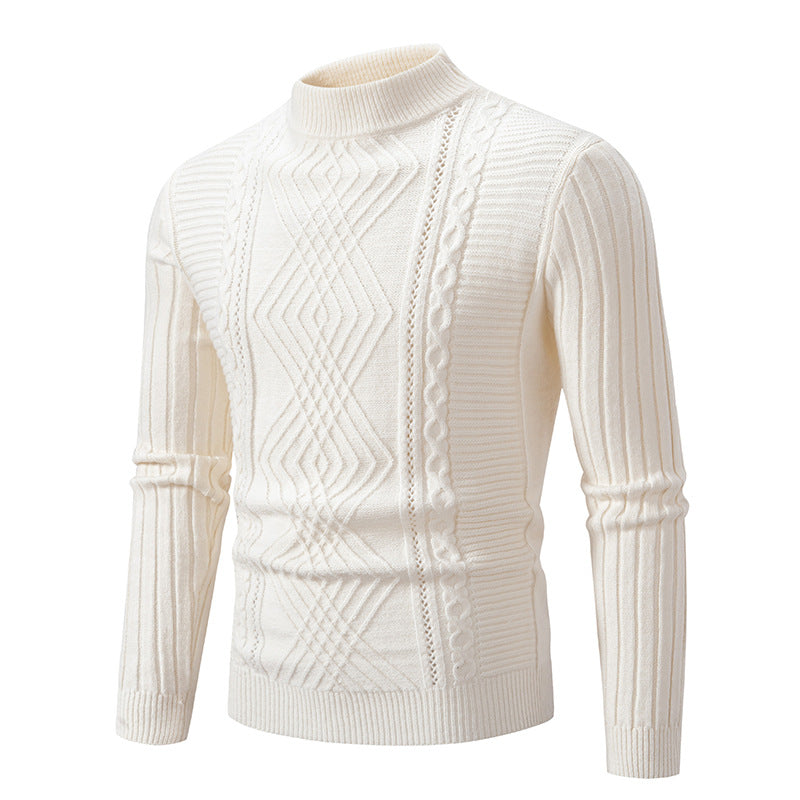 Herren Rollkragenpullover aus hochwertiger Baumwolle mit strukturiertem Zopfmuster ModeGeist