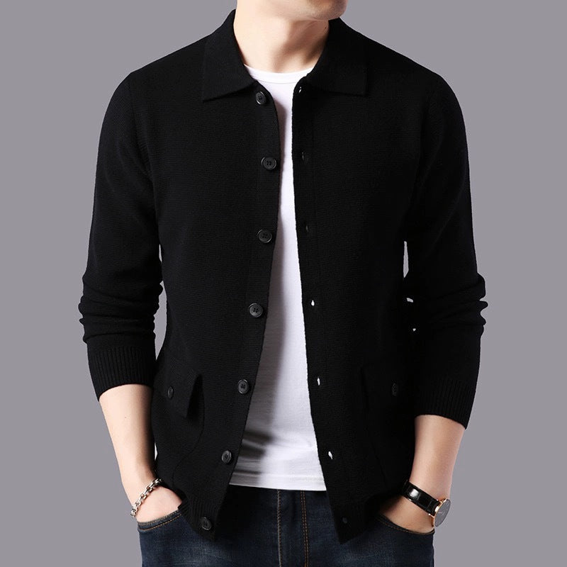 Herren Strukturierte Strickjacke mit Knopfverschluss und praktischen Taschen ModeGeist
