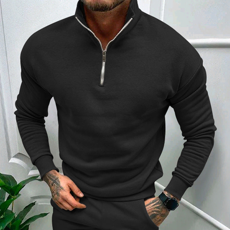 Herren Sweatshirt mit Stehkragen und Reißverschluss ModeGeist
