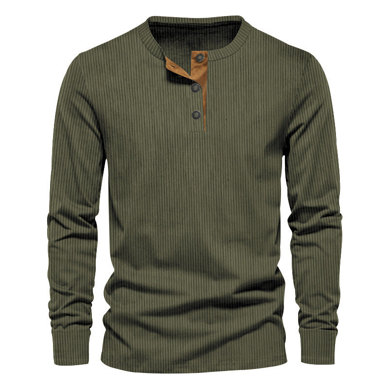 Herren lässiges Langarmshirt mit Knopfleiste und Rippstruktur ModeGeist