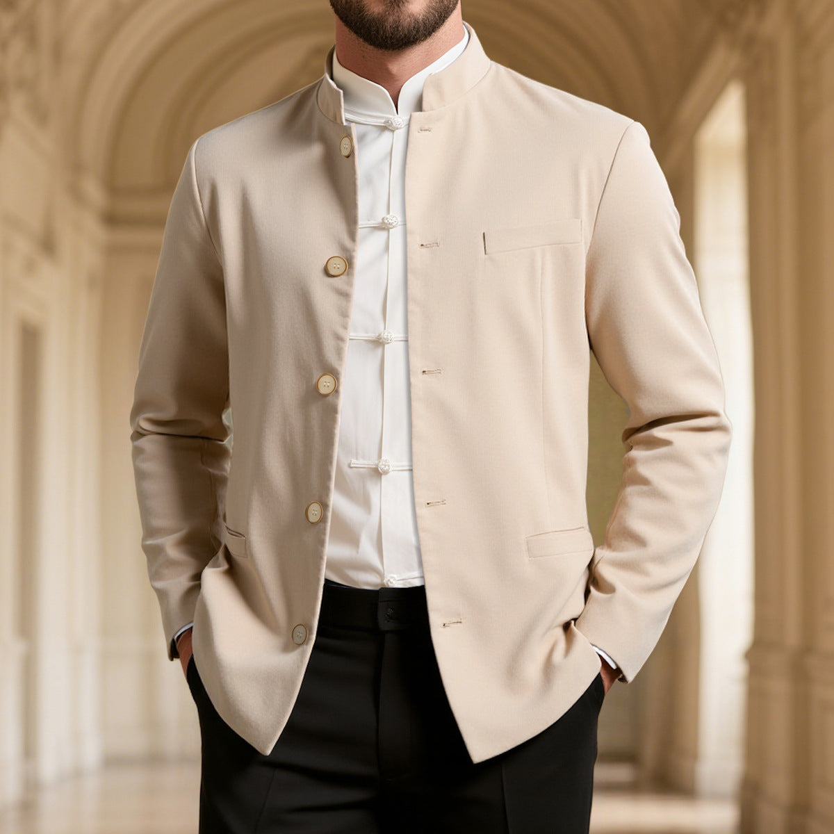 Herren modischer Stehkragenblazer ModeGeist