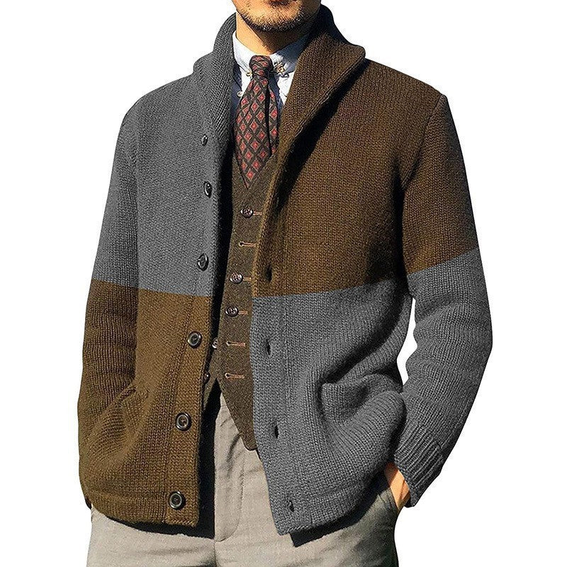 Herren Strickjacke mit modernem Schalkragen und durchgehendem Knopfverschluss ModeGeist