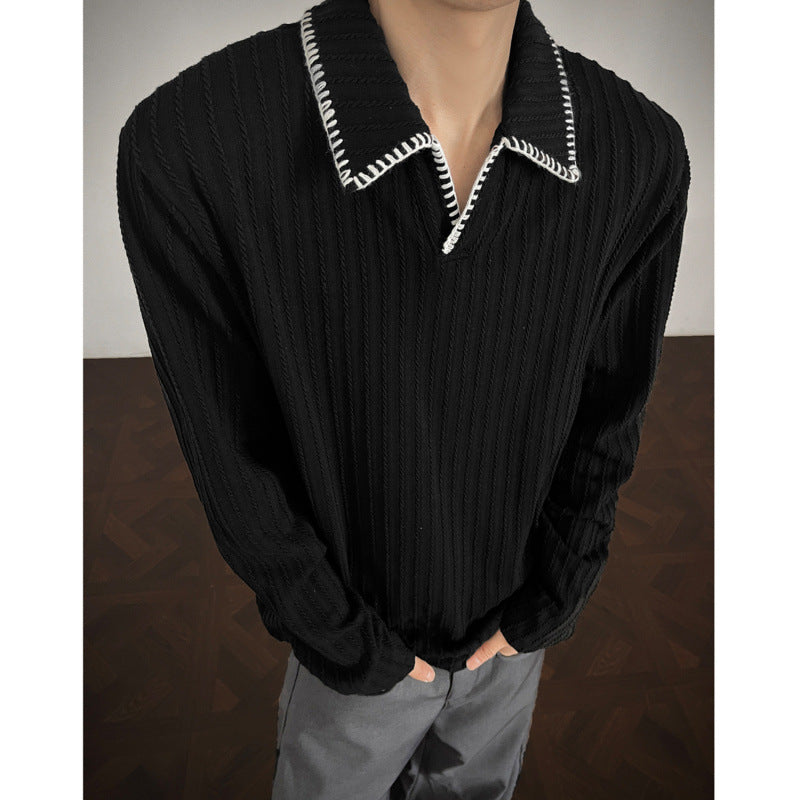 Herren Pullover mit lässigem strukturiertem Design und modischem Kragen ModeGeist