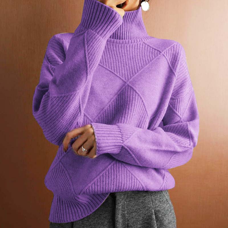 ModeGeist | Einfarbiger Klassischer Strickpullover Für Damen