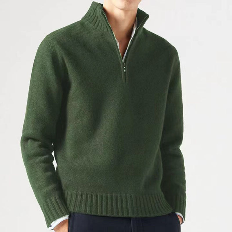 Herren Pullover mit hohem Kragen und modernem Reißverschluss ModeGeist