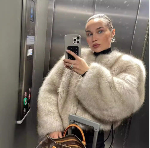 Damen kurzärmlige Pelzjacke ModeGeist
