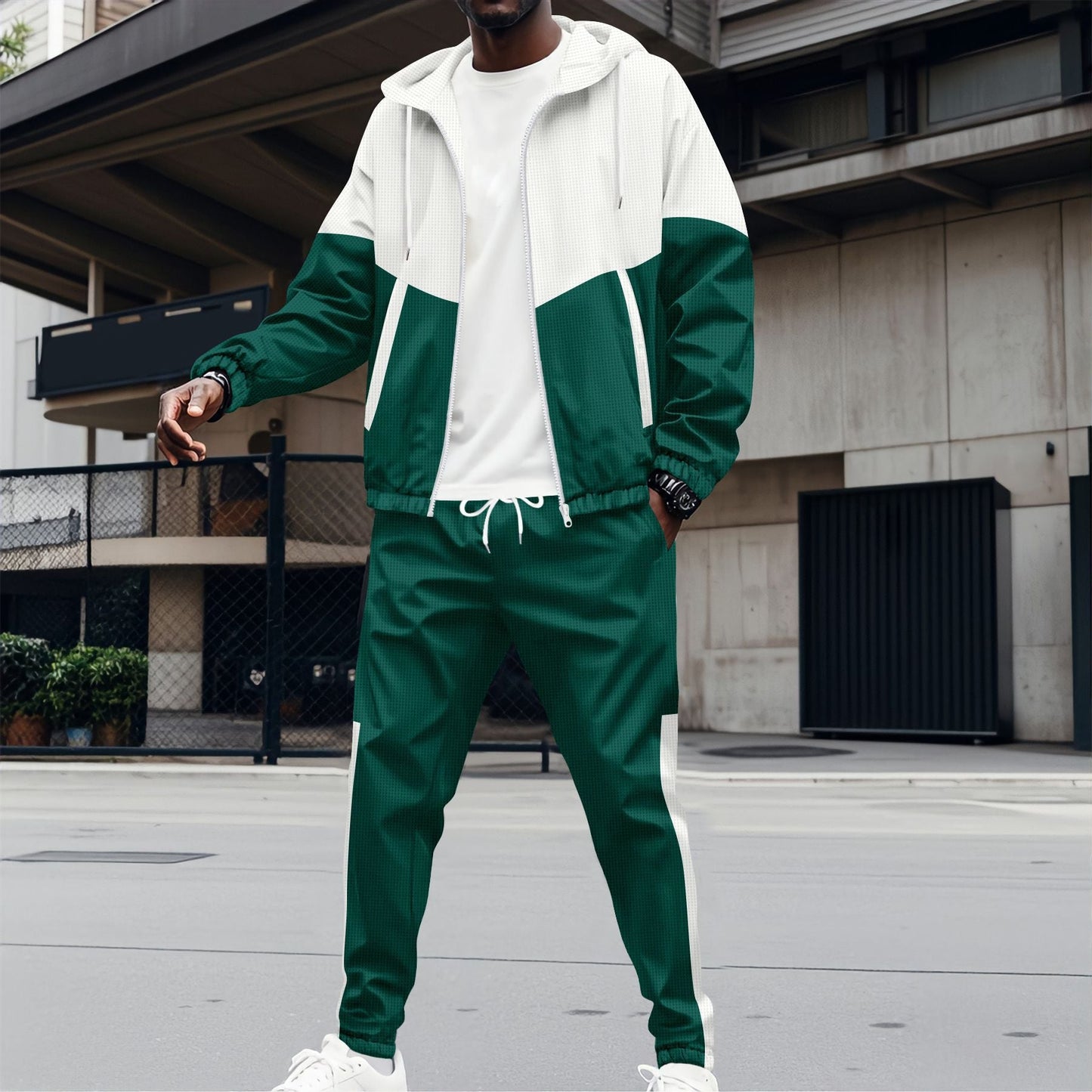 Herren Sportanzug mit modernem Farbblock-Design und atmungsaktiven Materialien ModeGeist