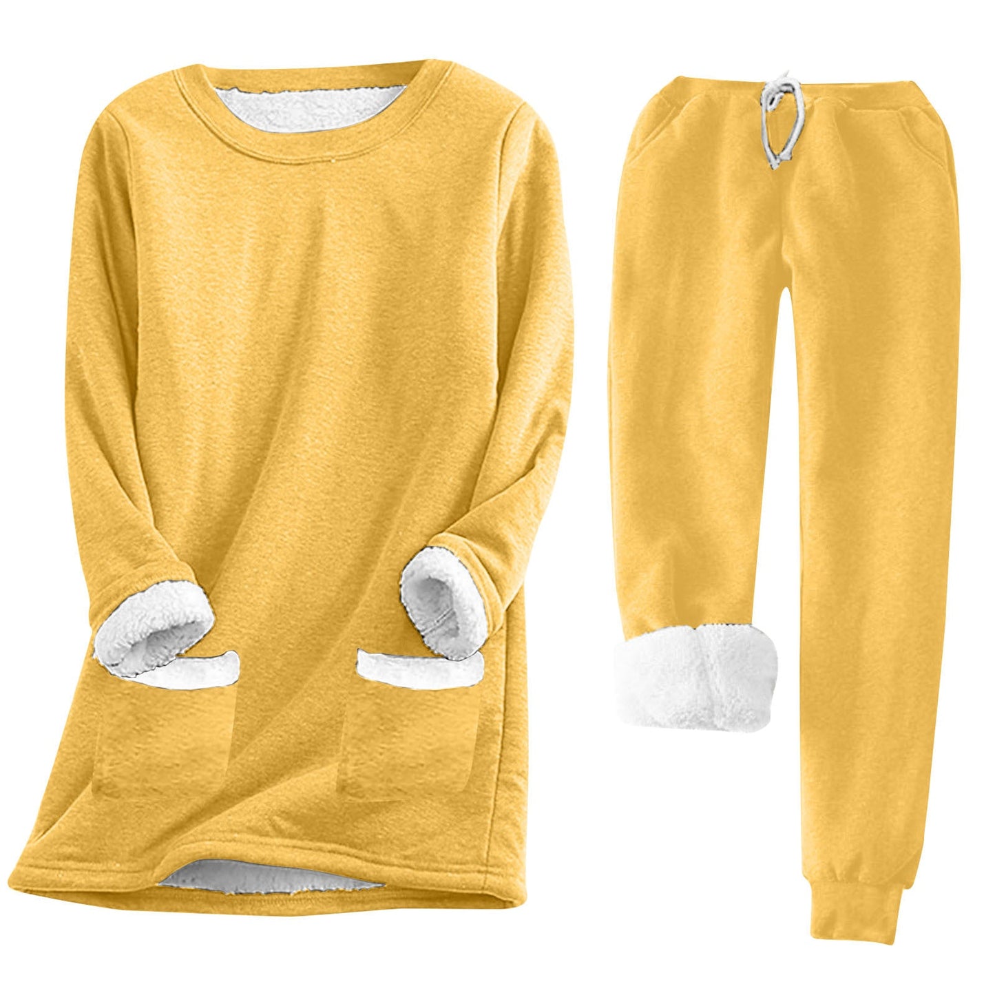Damen Kuschelige Loungeanzug mit Fleece-Innenfutter und praktischen Taschen ModeGeist