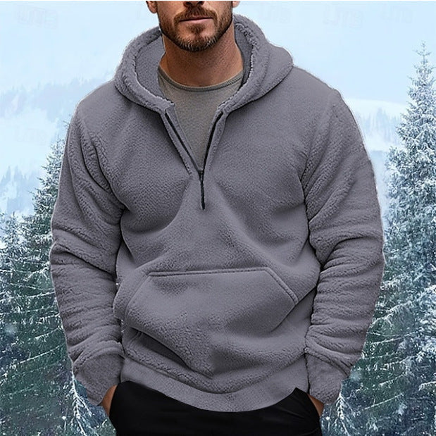 Herren Kuscheliger Fleece-Hoodie mit halblangem Reißverschluss ModeGeist
