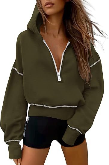 Damen Modischer Kapuzenpullover mit durchgehendem Reißverschluss ModeGeist