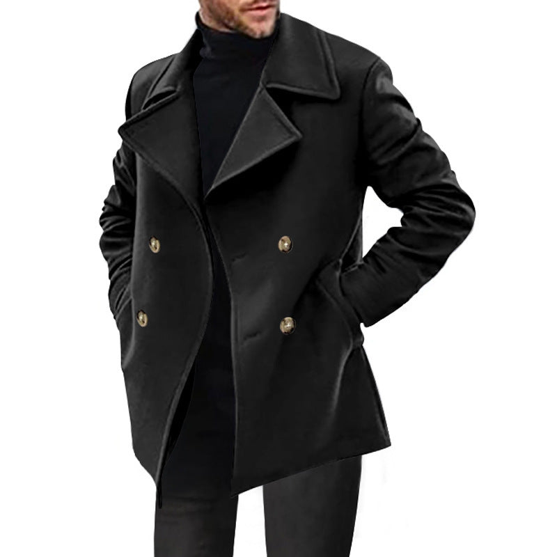 Herren klassischer Peacoat mit modischem Revers und eleganten Knopfdetails ModeGeist