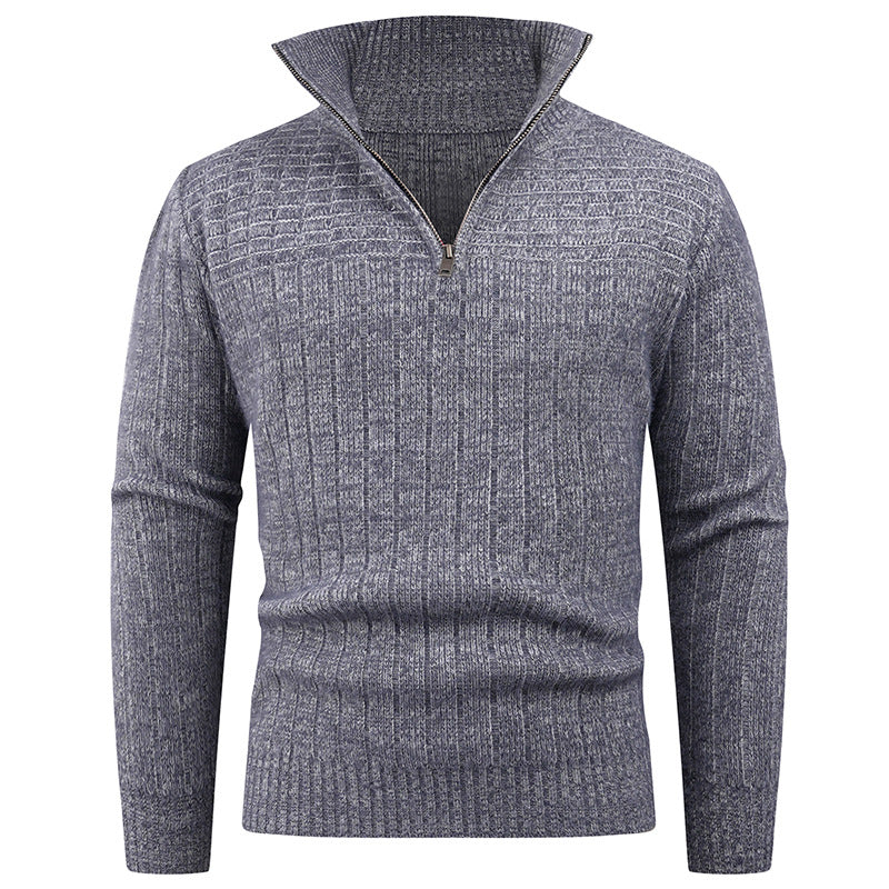 Herren Rollkragenpullover mit hochwertiger Rippstruktur und modernem Reißverschluss ModeGeist