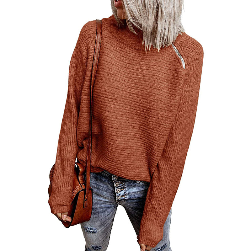 Damen trendiger oversize Pullover mit stylischem Stehkragen und angeschnittenen Ärmeln ModeGeist