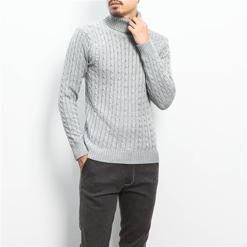 Herren komfortabler Rollkragenpullover mit Zopfmuster ModeGeist