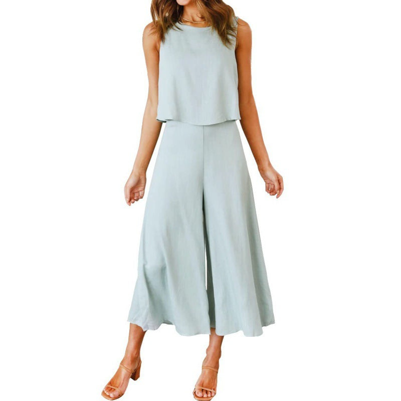 Damen Jumpsuit mit fließendem Schnitt und weitem Bein ModeGeist