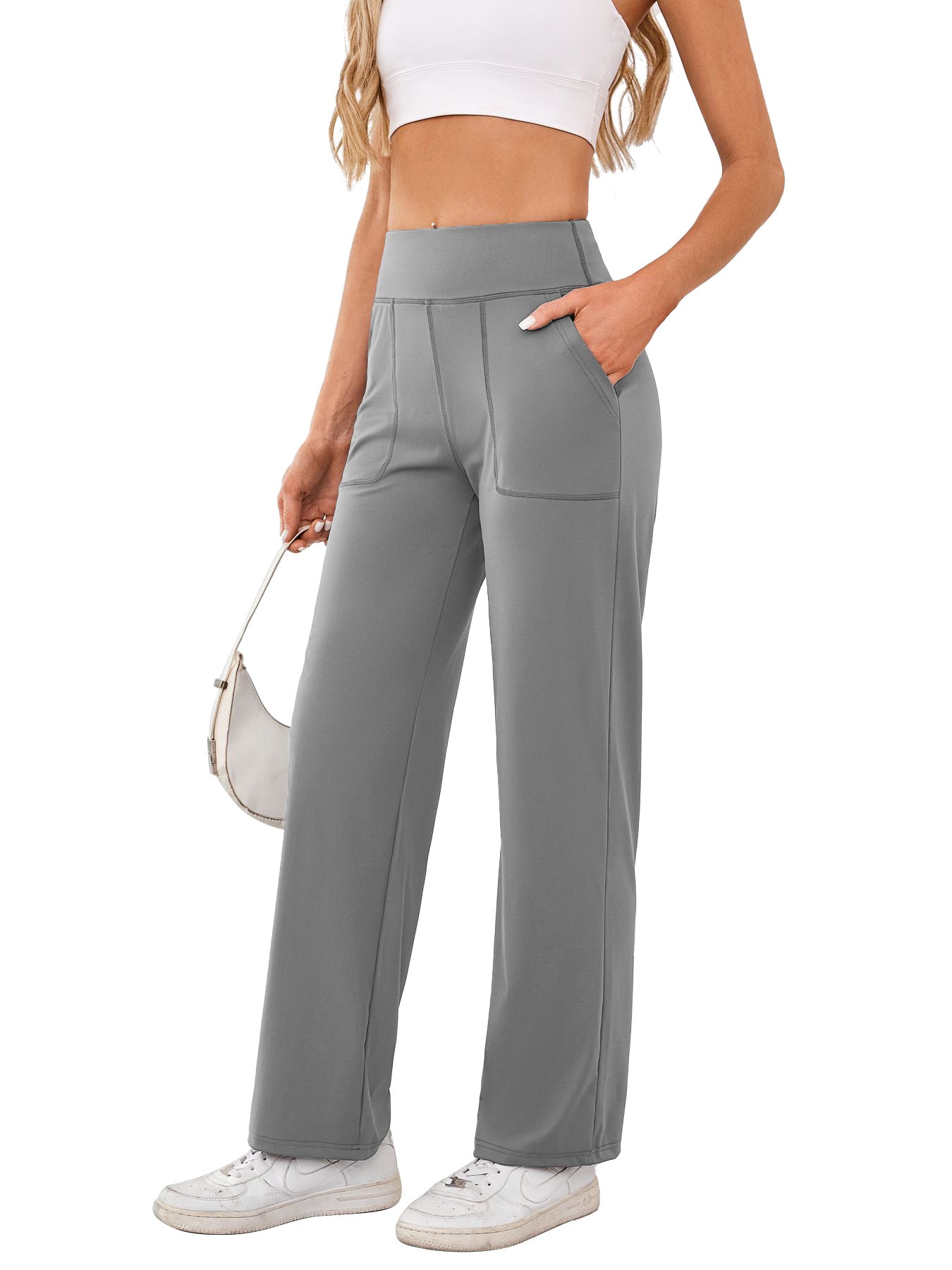 Damen bequeme Freizeithose mit seitlichen Taschen und elastischem Bund ModeGeist