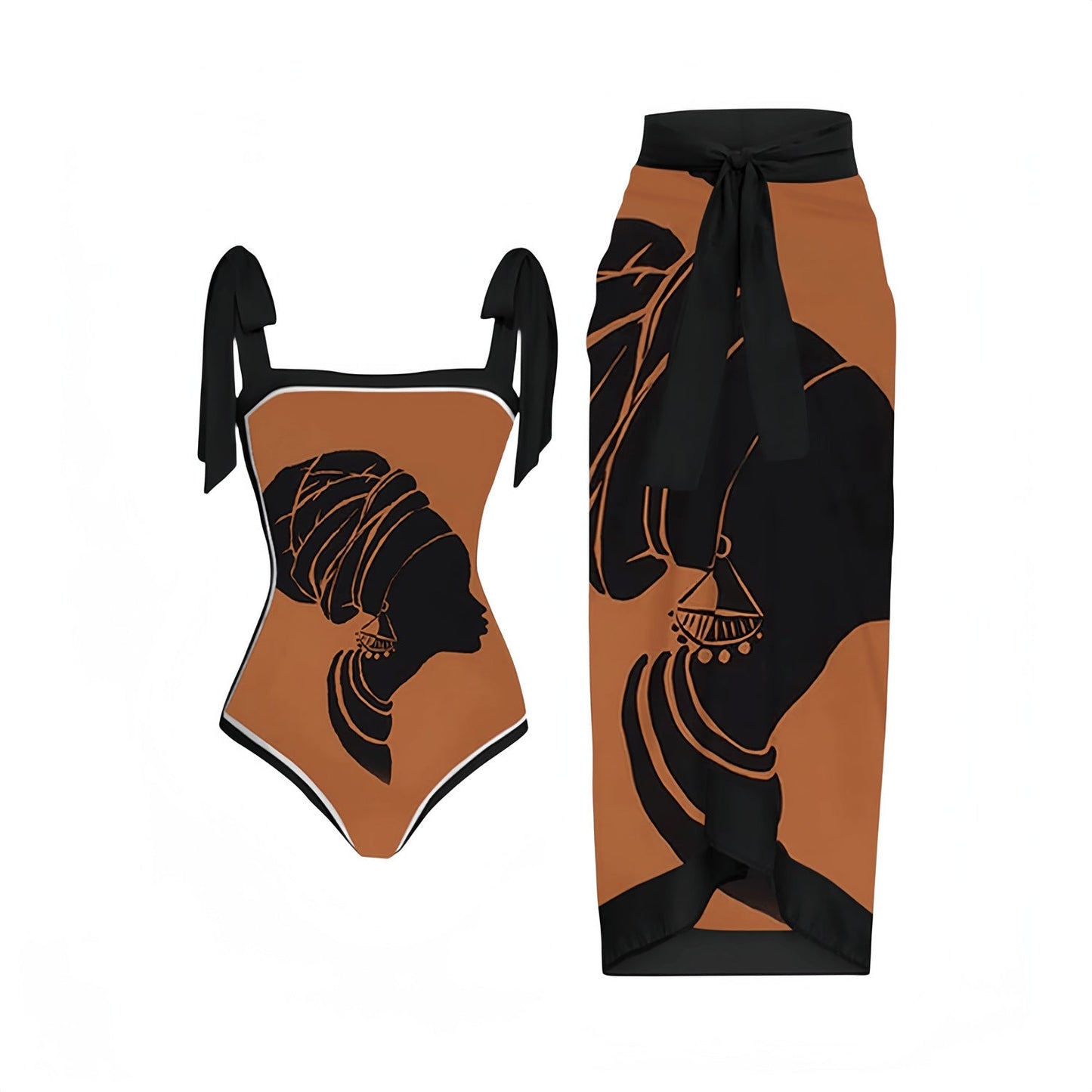 Elegantes Damen Bademode-Set mit Maxirock und Bindebändern von MODEGEIST