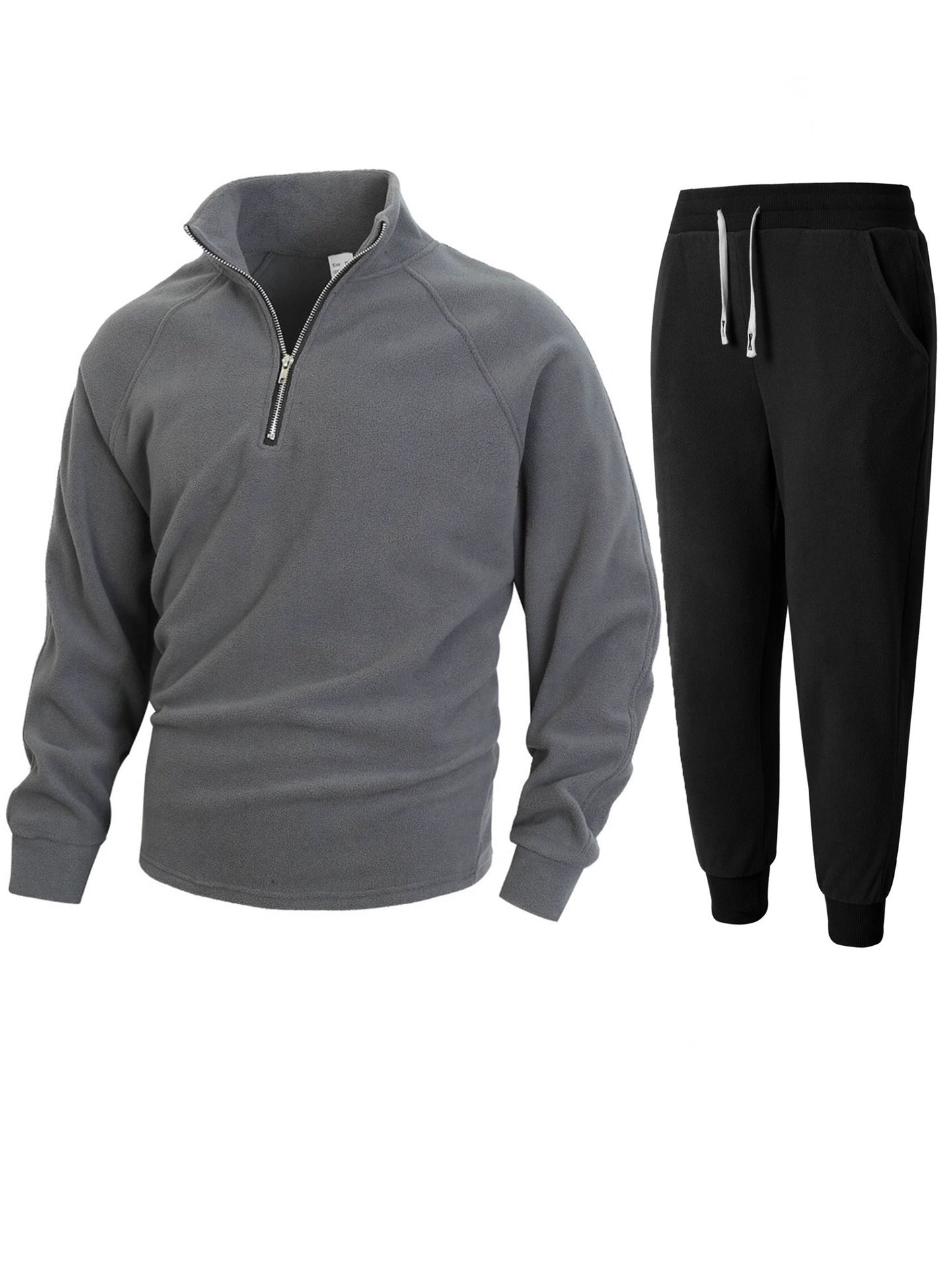 Herren Fleece-Oberteil mit modernem Stehkragen und sportlicher Jogginghose ModeGeist