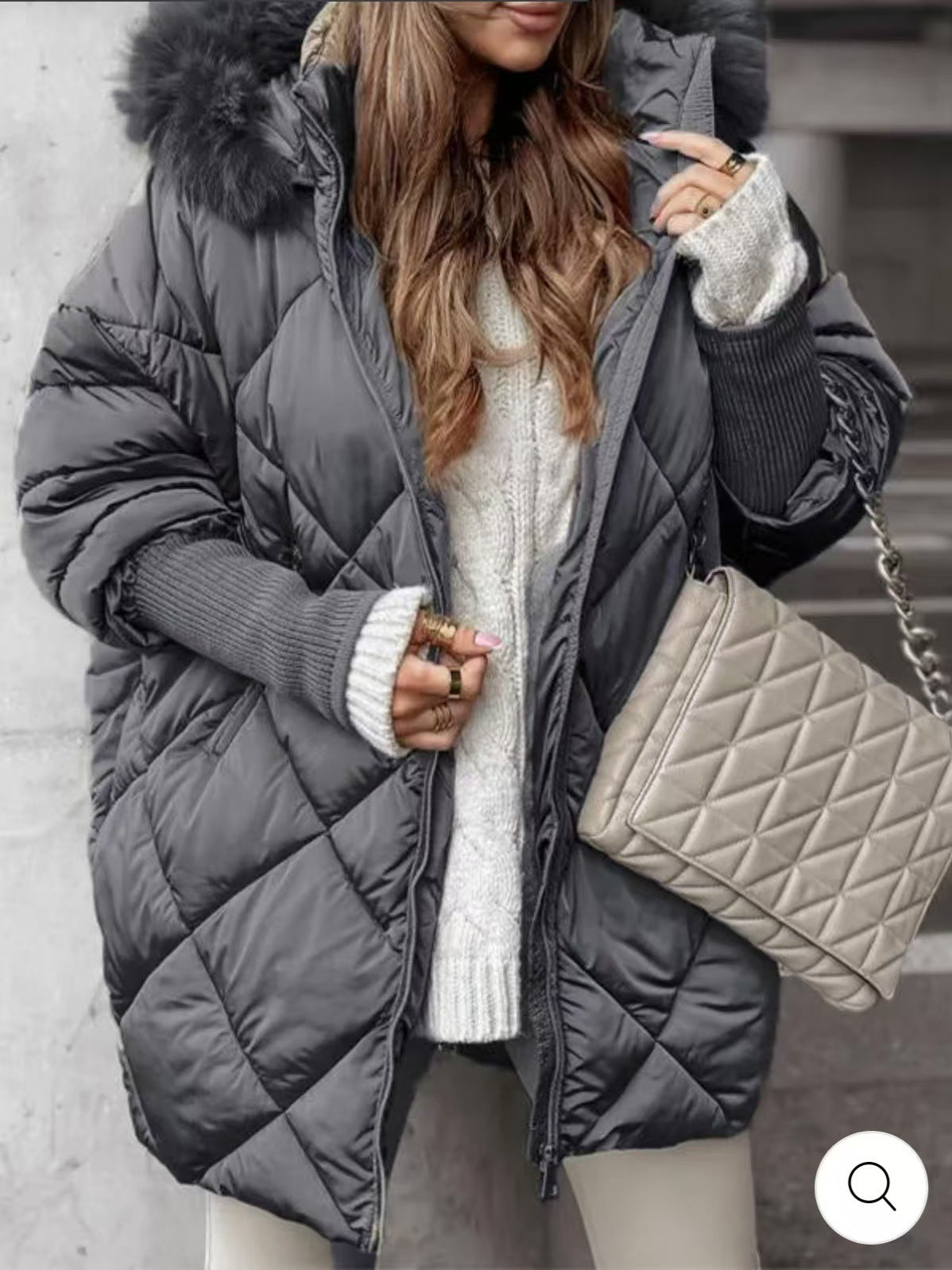Damen gestepptes Winterparka mit abnehmbarer Kapuze ModeGeist