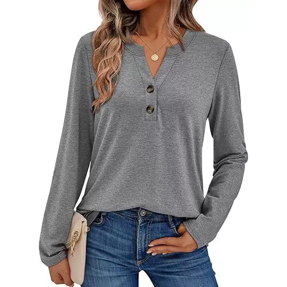 Damen Langarmshirt mit Knopfdetails ModeGeist