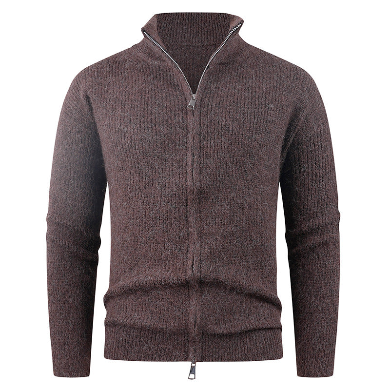 Herren Strickpullover mit modernem Reißverschluss und strukturierter Textur ModeGeist