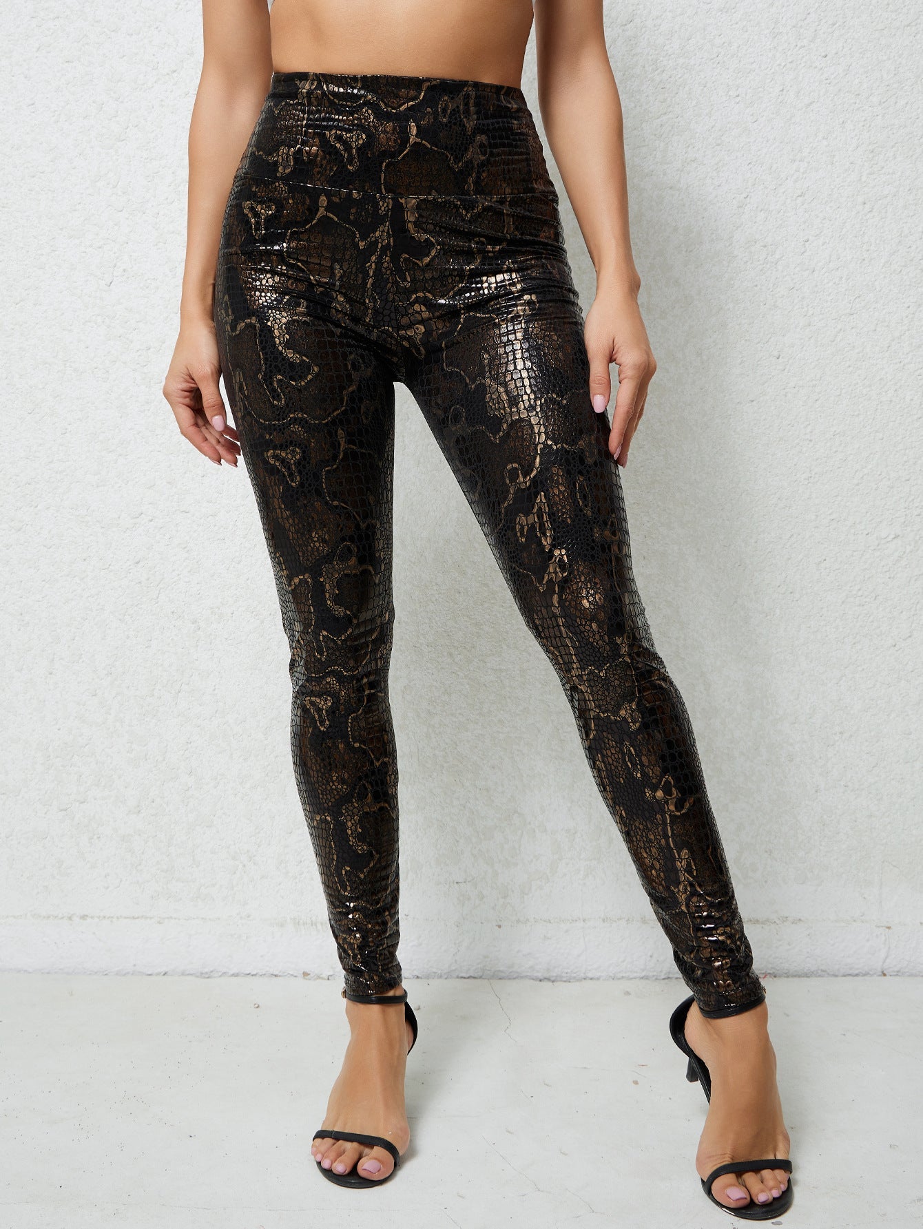 Damen Hochglänzende Leggings im Schlangenmuster ModeGeist