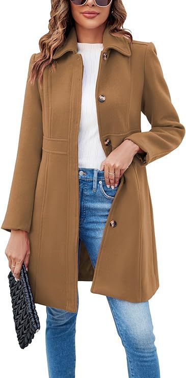 Damen klassischer Wollmantel mit modischem Schnitt und funktionalen Details ModeGeist