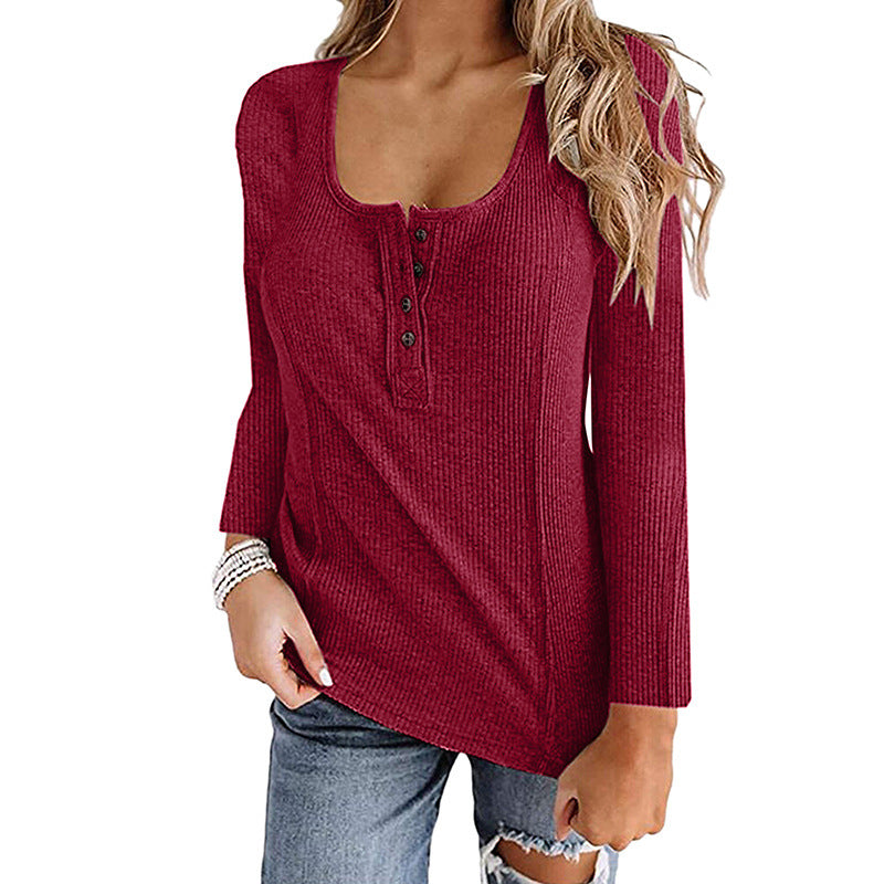 Modegeist Damen Shirt mit Rippen und Knöpfen, lässig