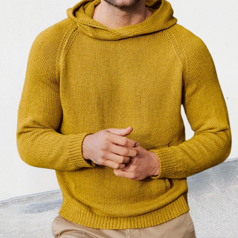 Herren Strickpullover mit Kapuze und feiner Maschenstruktur ModeGeist