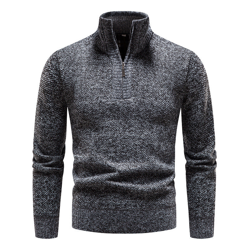 Herren eleganter Strickpullover mit modernem Stehkragen und Reißverschluss ModeGeist