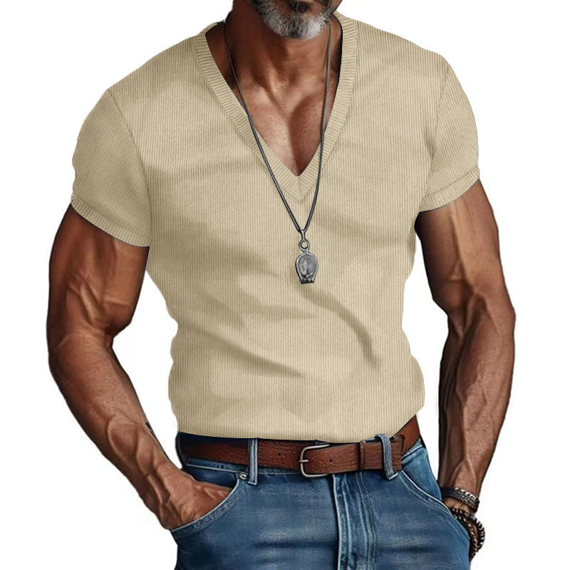 Herren Kurzarm V-Ausschnitt T-Shirt ModeGeist