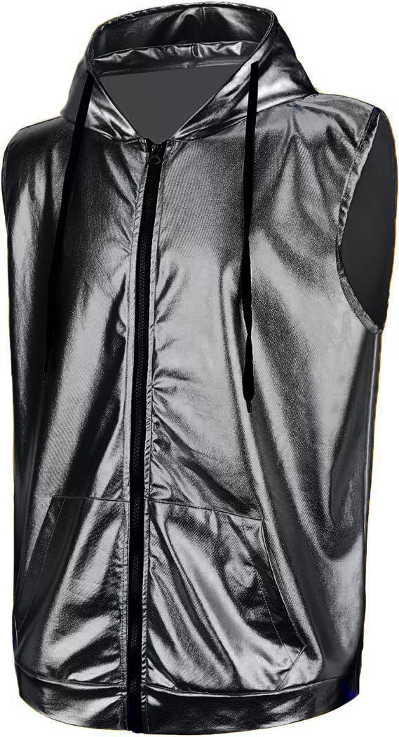 Herren Kapuzenweste mit glänzendem Obermaterial und praktischen Taschen ModeGeist