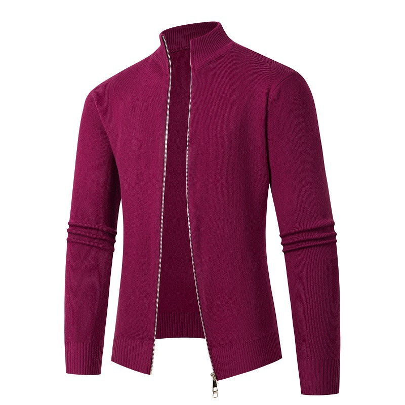 Herren modische Strickjacke mit hohem Kragen und Reißverschluss ModeGeist