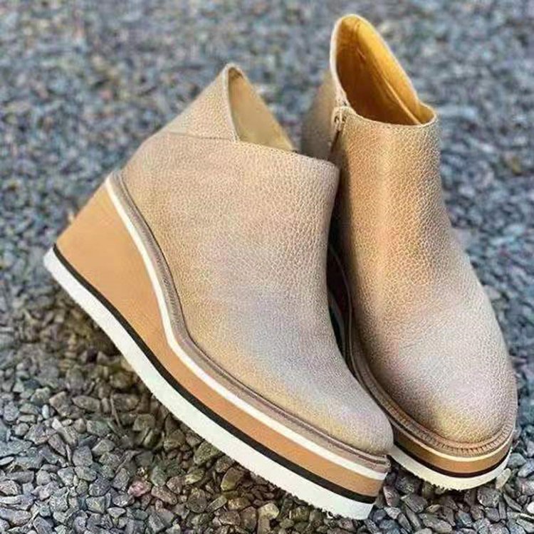 Damen Modische Keil-Stiefeletten aus feinem Wildleder mit praktischem Reißverschluss ModeGeist