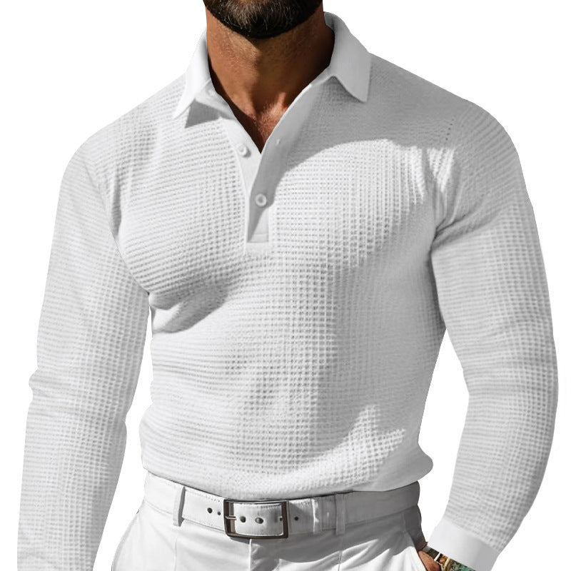 Herren Langarm-Poloshirt mit strukturiertem Design und klassischem Kragen ModeGeist