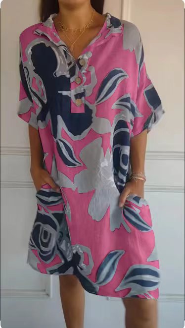 Modegeist Damen Strandkleid: lässig, mit Taschen & floralem Muster