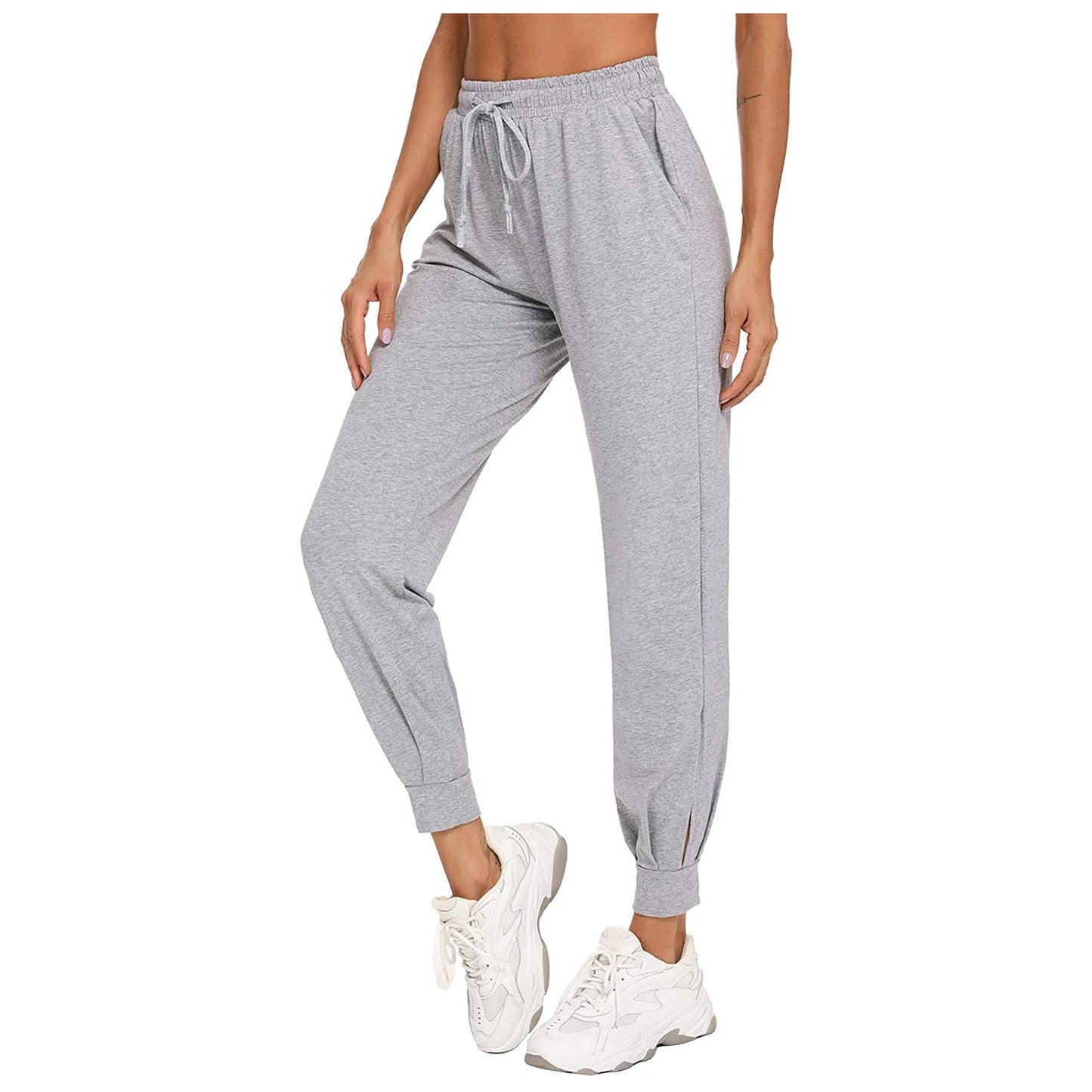 Damen Bequeme Sporthose mit elastischem Bund und seitlichen Taschen ModeGeist